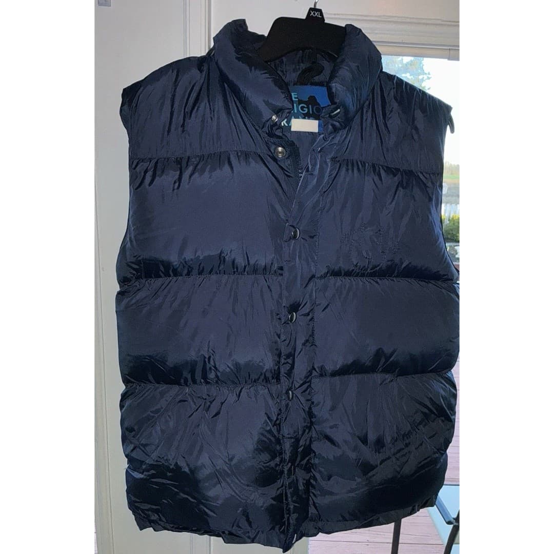 TRUE RELIGION Men’s Puffer Vest Full Zip Blue Packable Size Large