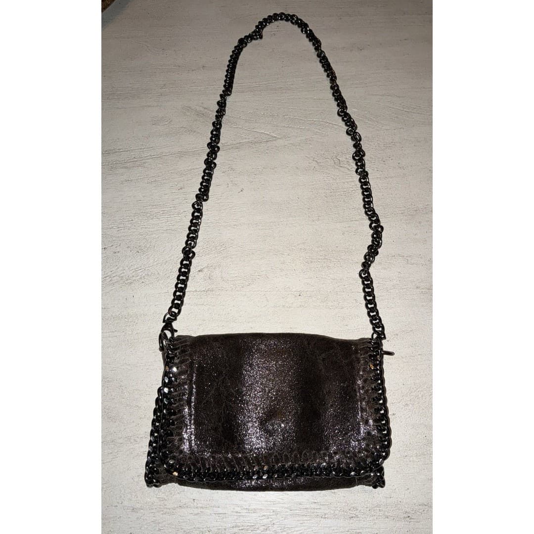 Borse in Pelle Crossbody Bag or Clutch Brown Italian Leather Gold Chain - Thumbnail 7