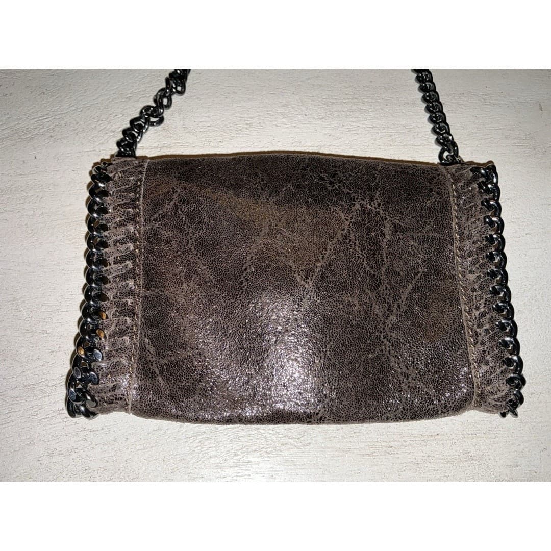 Borse in Pelle Crossbody Bag or Clutch Brown Italian Leather Gold Chain - Thumbnail 2