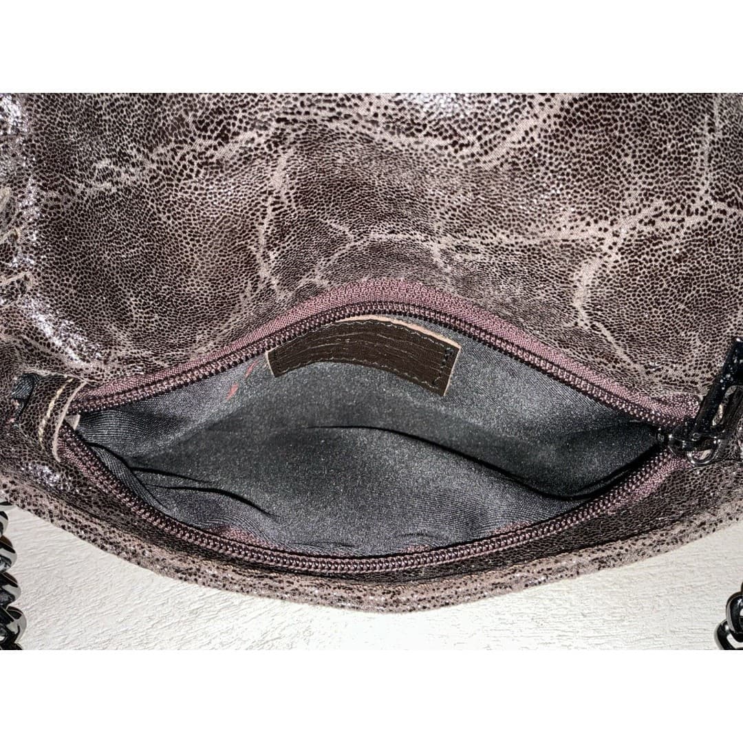 Borse in Pelle Crossbody Bag or Clutch Brown Italian Leather Gold Chain - Thumbnail 5