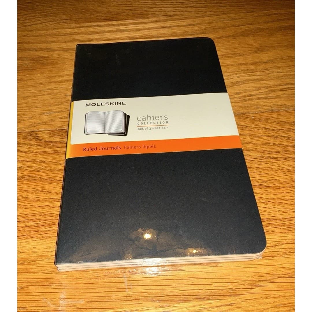 Set Of 3 Moleskine Cahiers Notebook Soft Cover 5 x 8 1/4 Black New Sealed