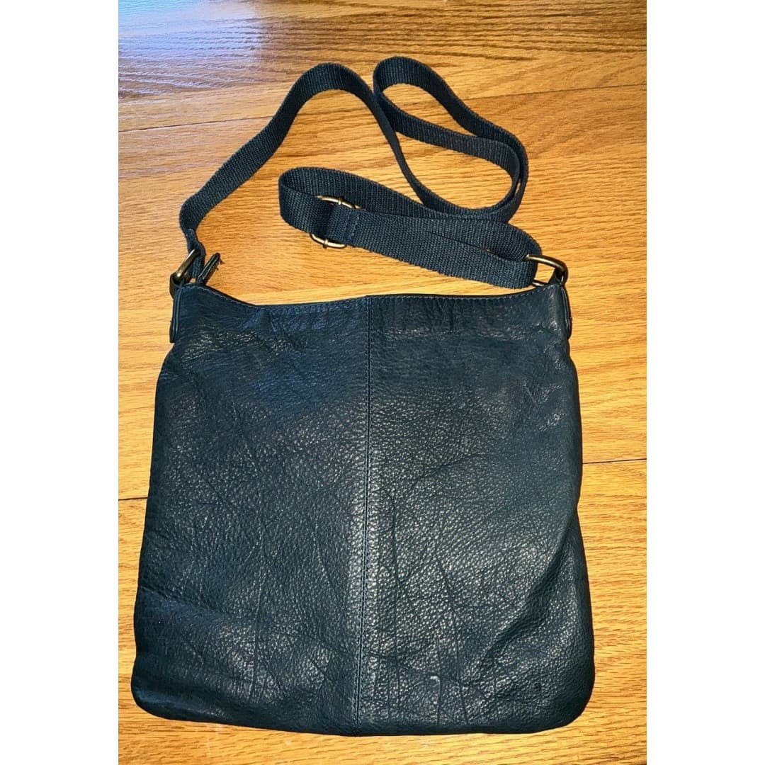 FATFACE Blue Leather Crossbody Bag Messenger Shoulder Strap Pockets - Thumbnail 6