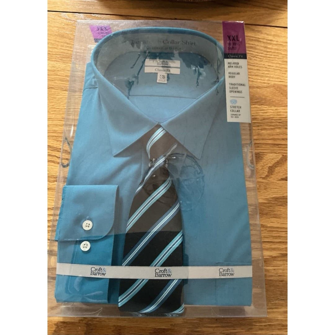 Kohl's Croft and Barrow Men's Shirt And Tie Set Stretch Collar XXL . - Thumbnail 2