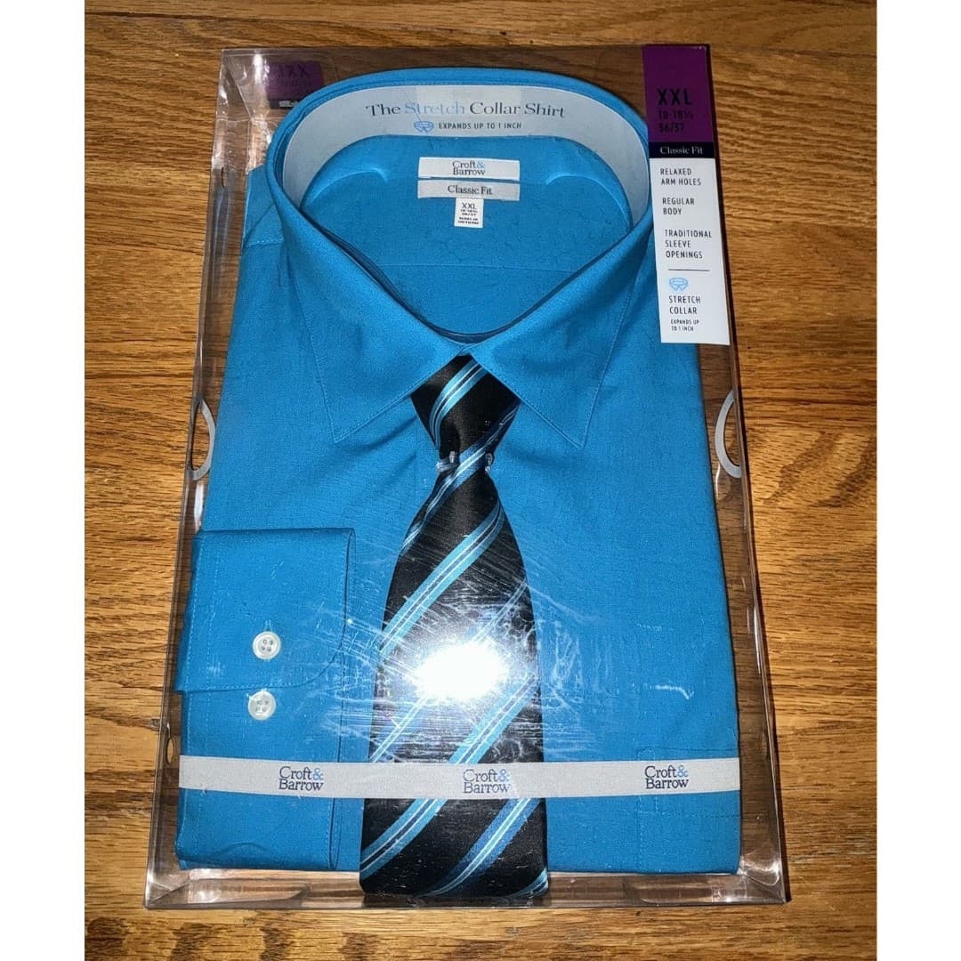 Kohl's Croft and Barrow Men's Shirt And Tie Set Stretch Collar XXL . - Thumbnail 3