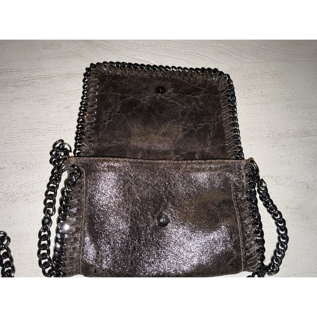 Borse in Pelle Crossbody Bag or Clutch Brown Italian Leather Gold Chain - Thumbnail 4