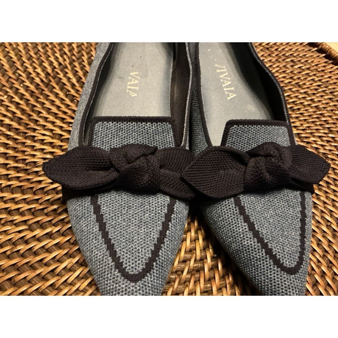 Vivaia Michelle 2.0 Womens Pointed Toe Bow Loafers Size 37.5 US 7 Blue - Thumbnail 8