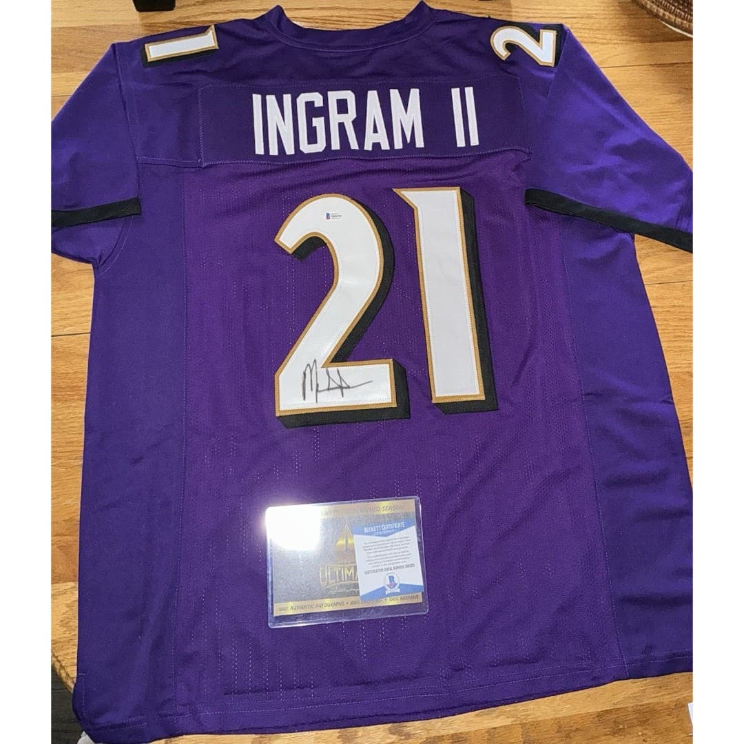 Mark Ingram Autographed Baltimore Ravens Purple Jersey (Beckett Authenticated) - Thumbnail 4