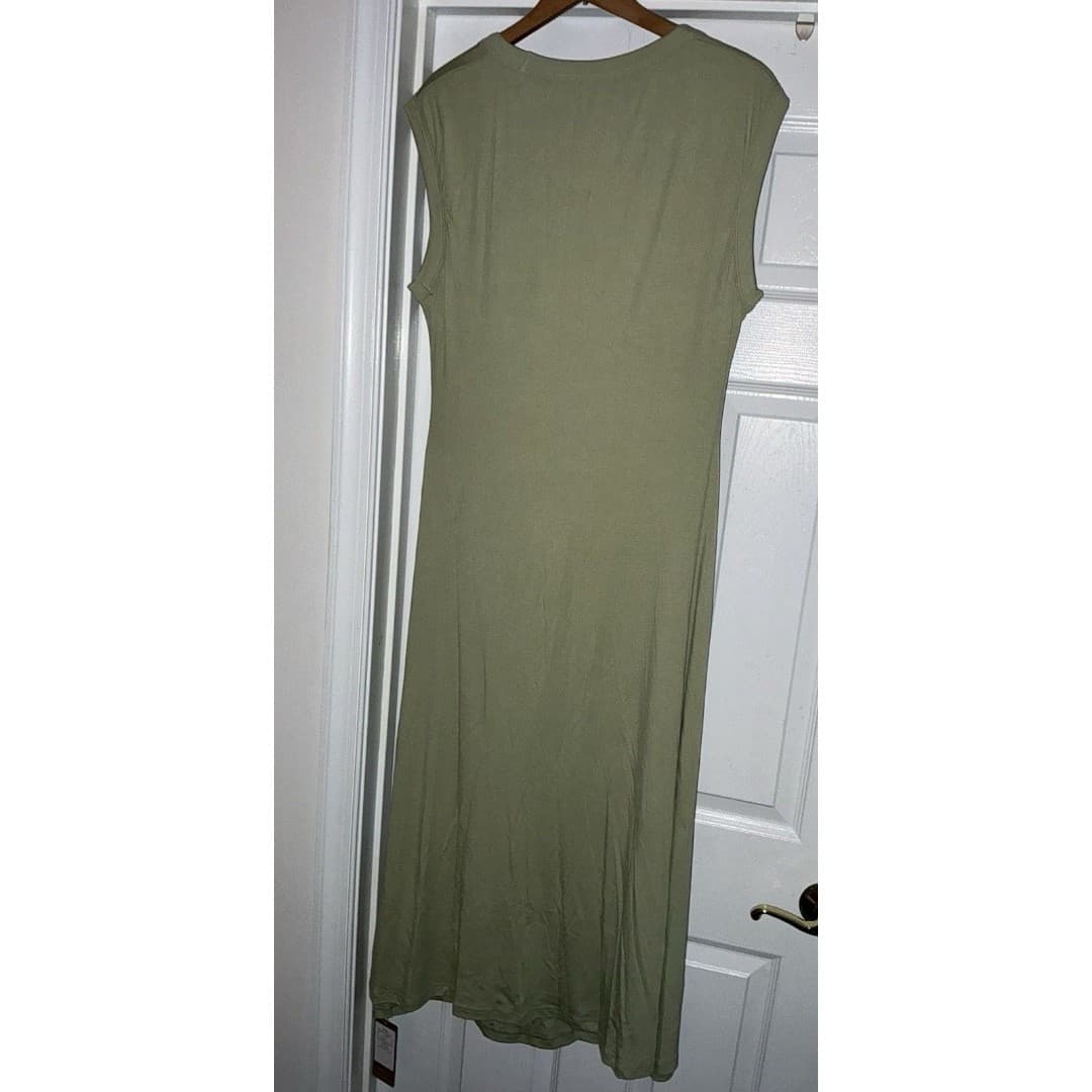OGL Scoop Neck Side Ruched New Airy Bra MIDI Dress 2XL NWT Limechino - Thumbnail 2