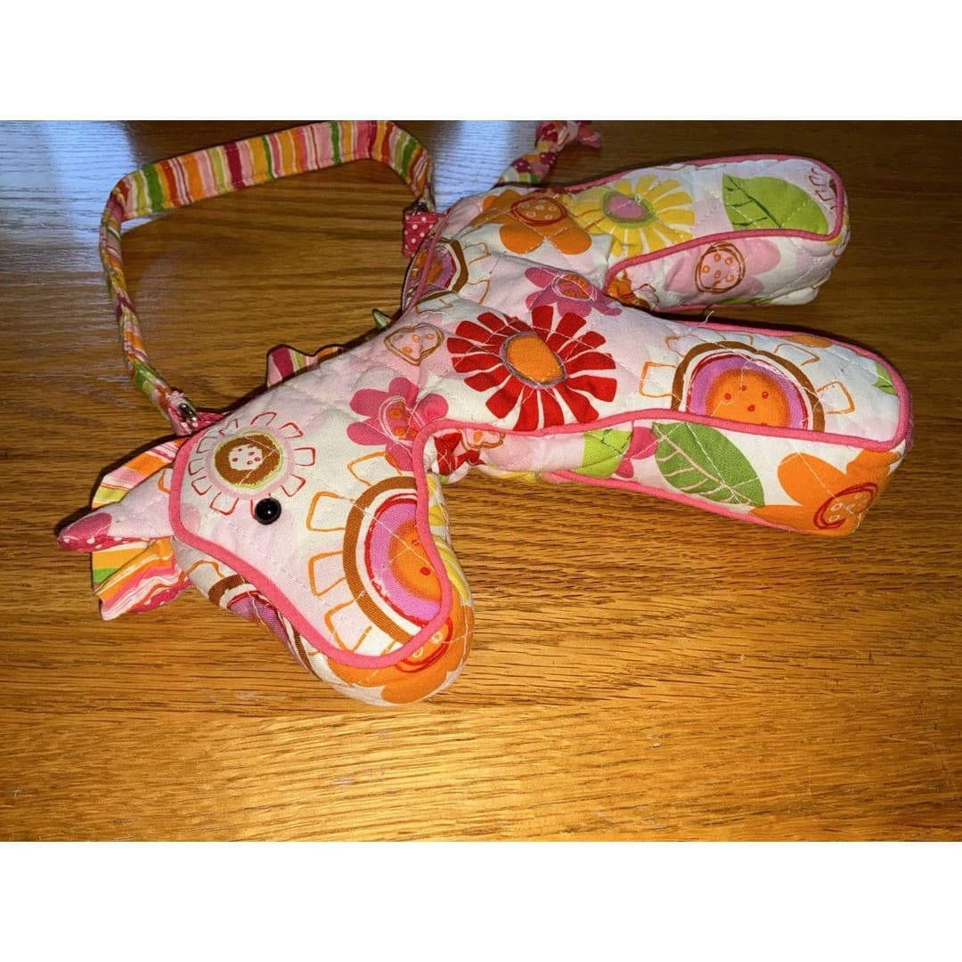 Sassy Pet Saks by Douglas Quilted Fabric Purse Pony Horse Plush Pink Green Girls - Thumbnail 3