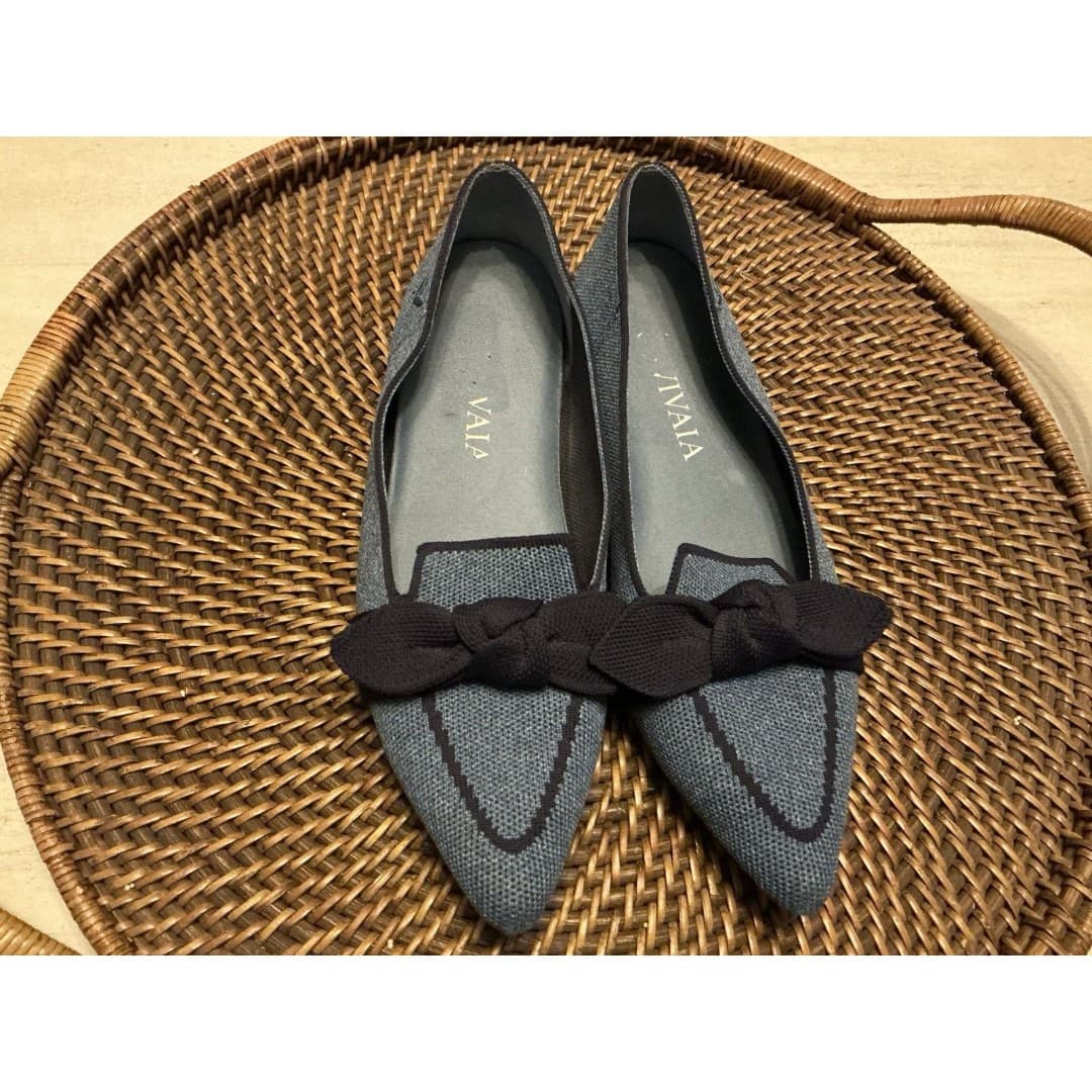 Vivaia Michelle 2.0 Womens Pointed Toe Bow Loafers Size 37.5 US 7 Blue - Thumbnail 2