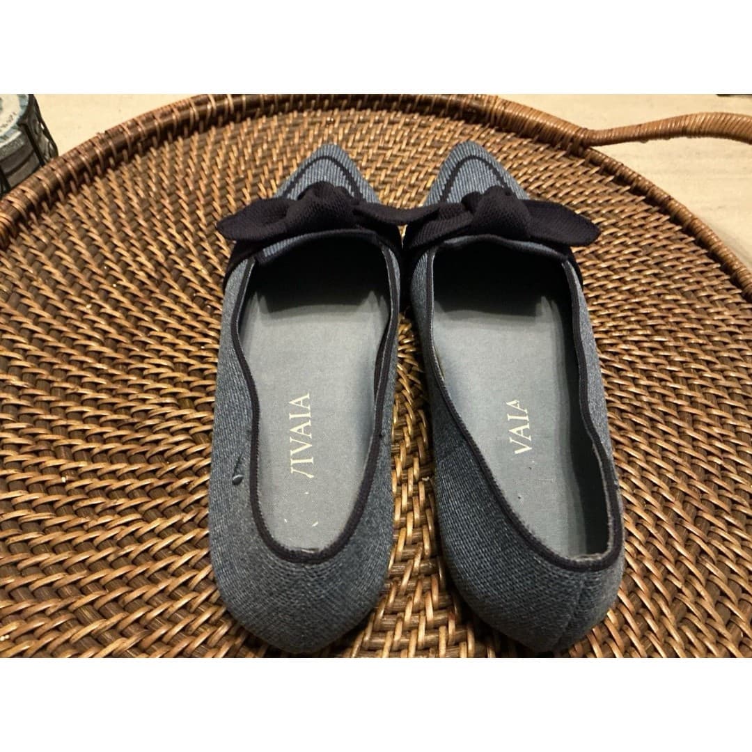 Vivaia Michelle 2.0 Womens Pointed Toe Bow Loafers Size 37.5 US 7 Blue - Thumbnail 10