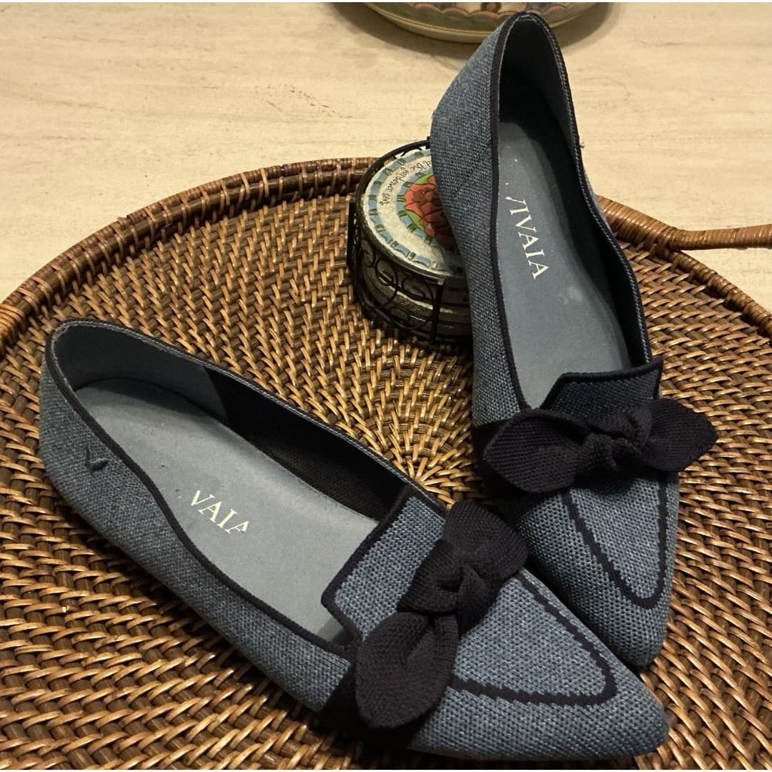 Vivaia Michelle 2.0 Womens Pointed Toe Bow Loafers Size 37.5 US 7 Blue - Thumbnail 6