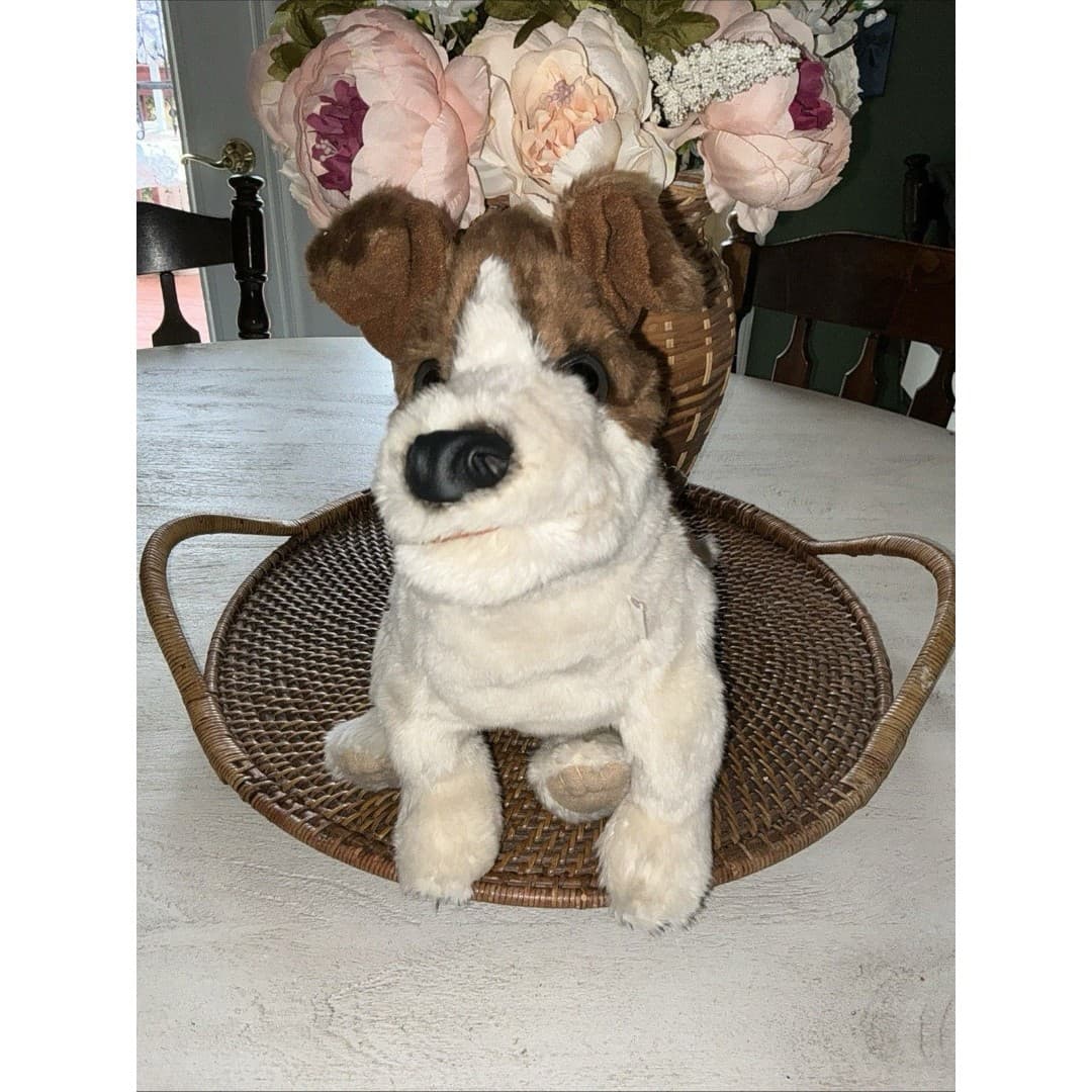 Folkmanis Brown & White Jack Russell Dog Hand Puppet Plush 14” - Thumbnail 2
