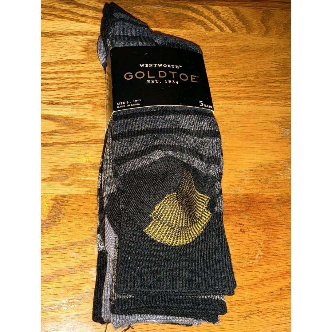 GOLDTOE Men's Wentworth Dress Socks, 5-Pairs, Black, Sz 6-12