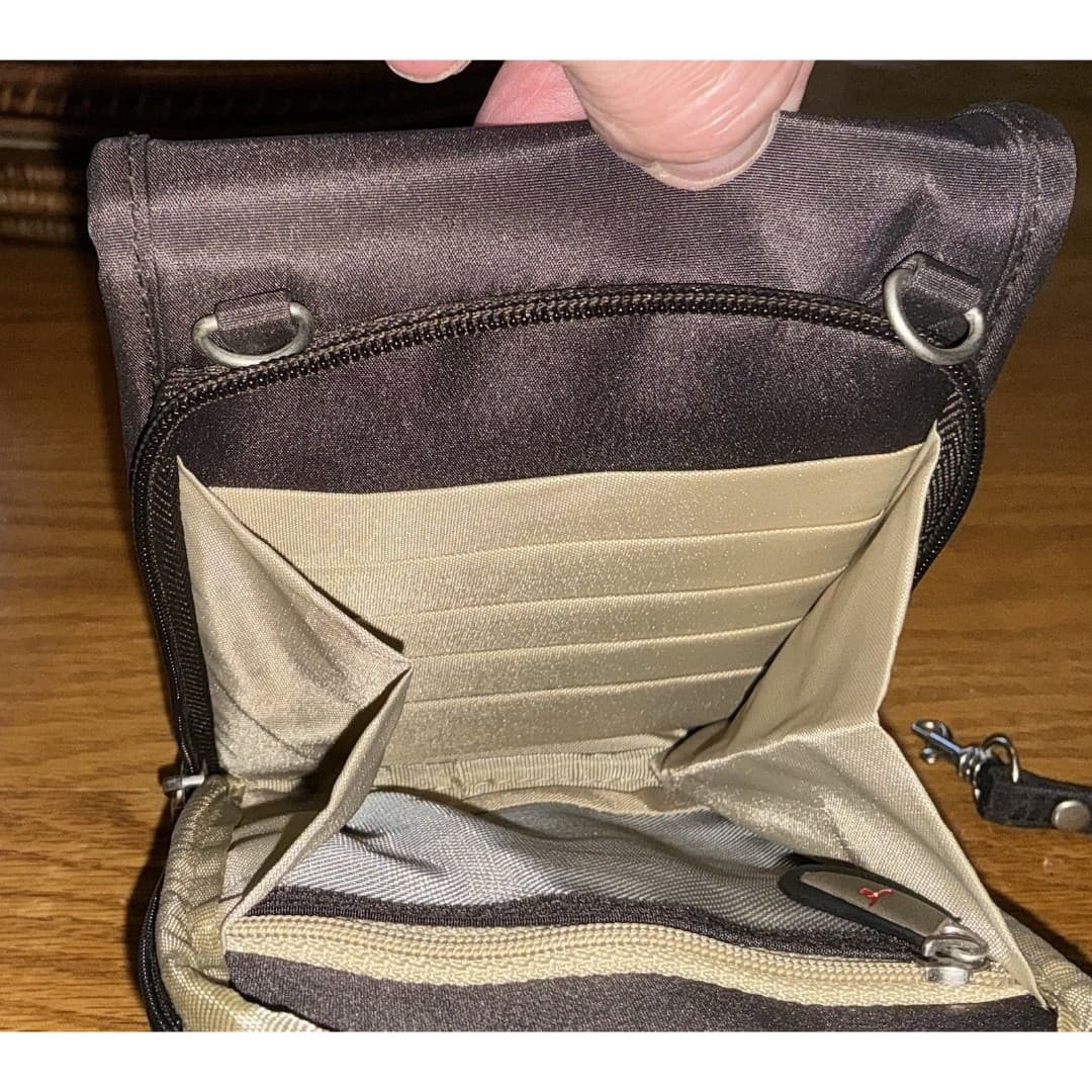 Travelon Anti-Theft RFID Classic Slim Crossbody Shoulder Bag Brown purse - Thumbnail 5