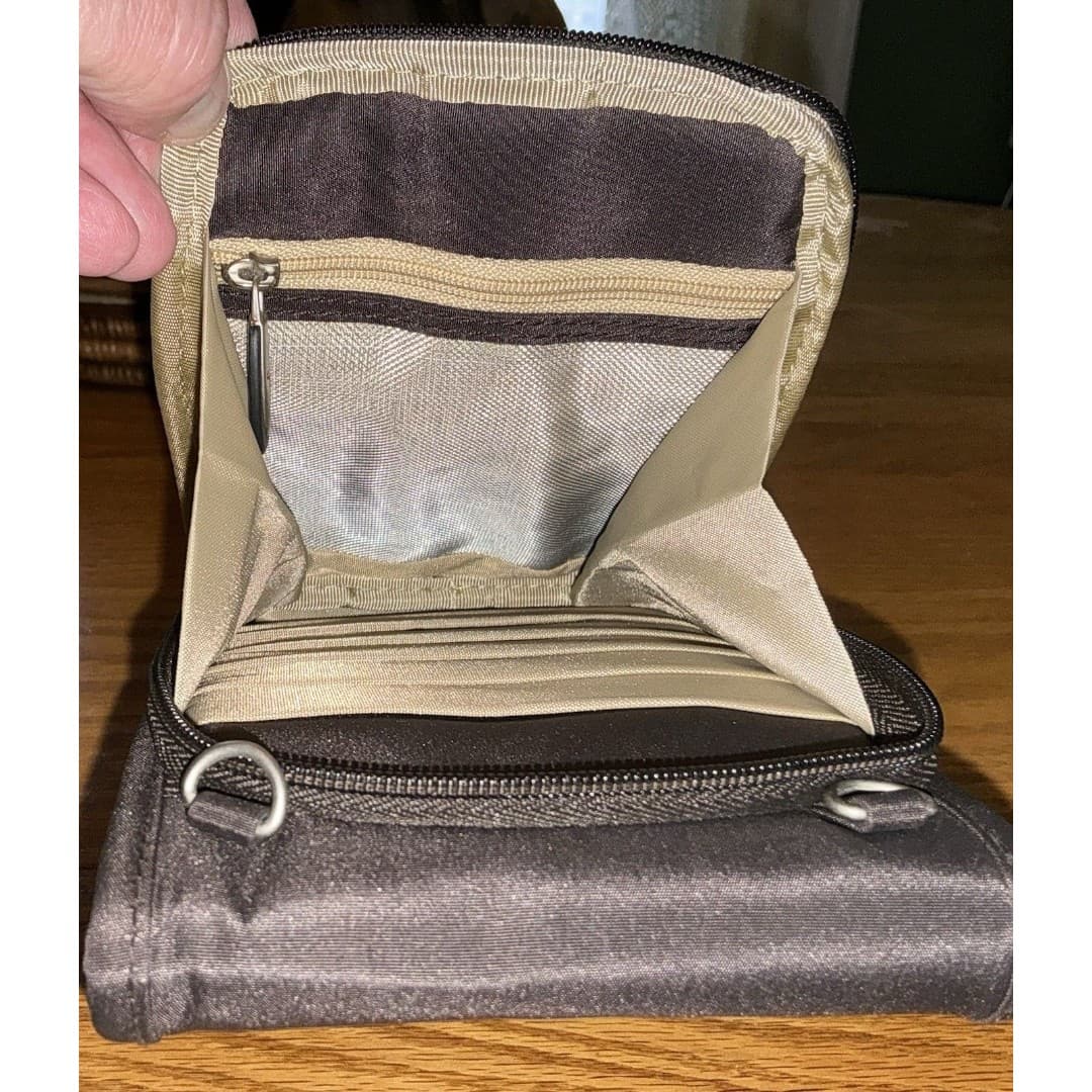 Travelon Anti-Theft RFID Classic Slim Crossbody Shoulder Bag Brown purse - Thumbnail 6