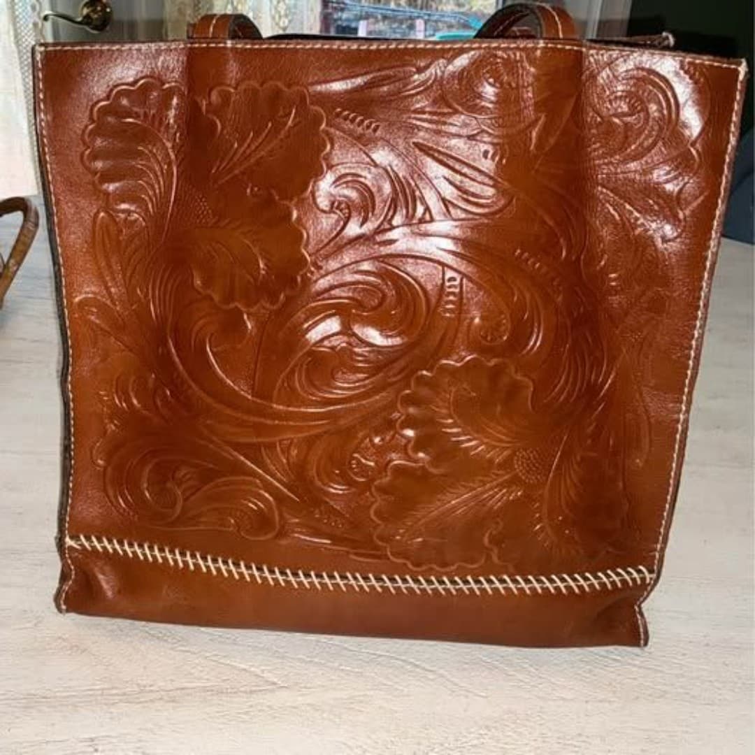 Patricia Nash Toscana Brown Embossed Tote Handbag - Thumbnail 3