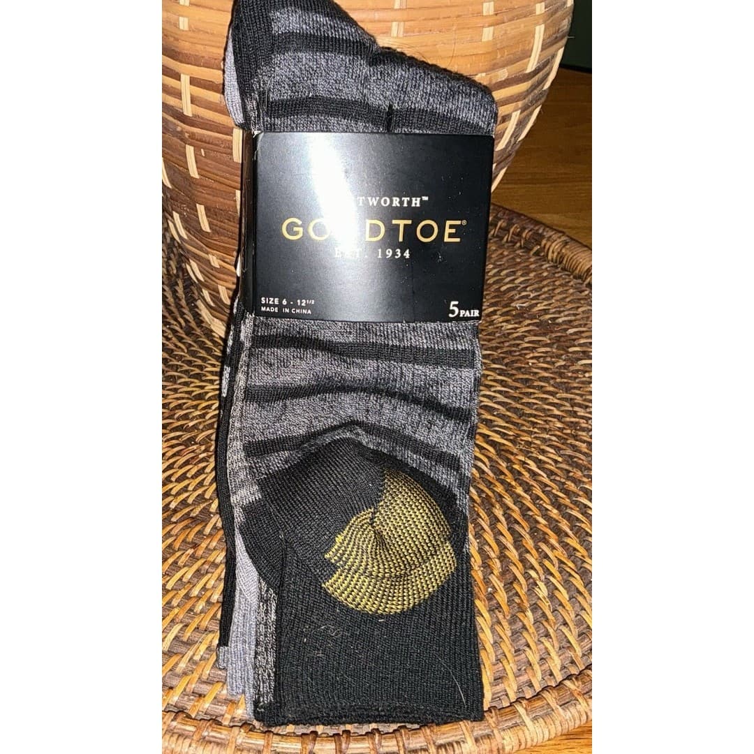 GOLDTOE Men's Wentworth Dress Socks, 5-Pairs, Black, Sz 6-12 - Thumbnail 4
