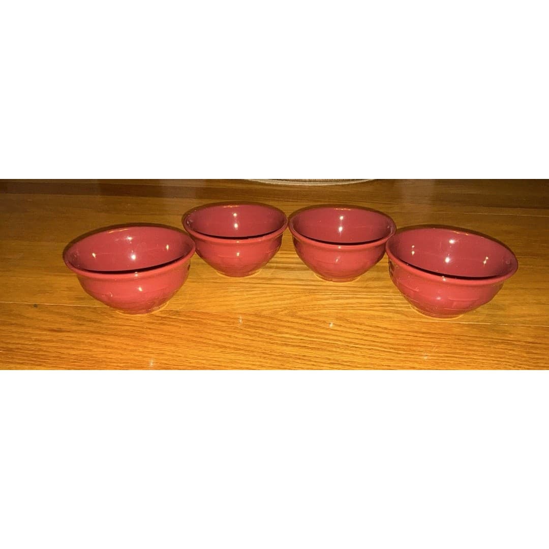 Set of 4 Longaberger "Woven Traditions - Paprika Red" Dessert Bowls 4 1/4" - Thumbnail 4