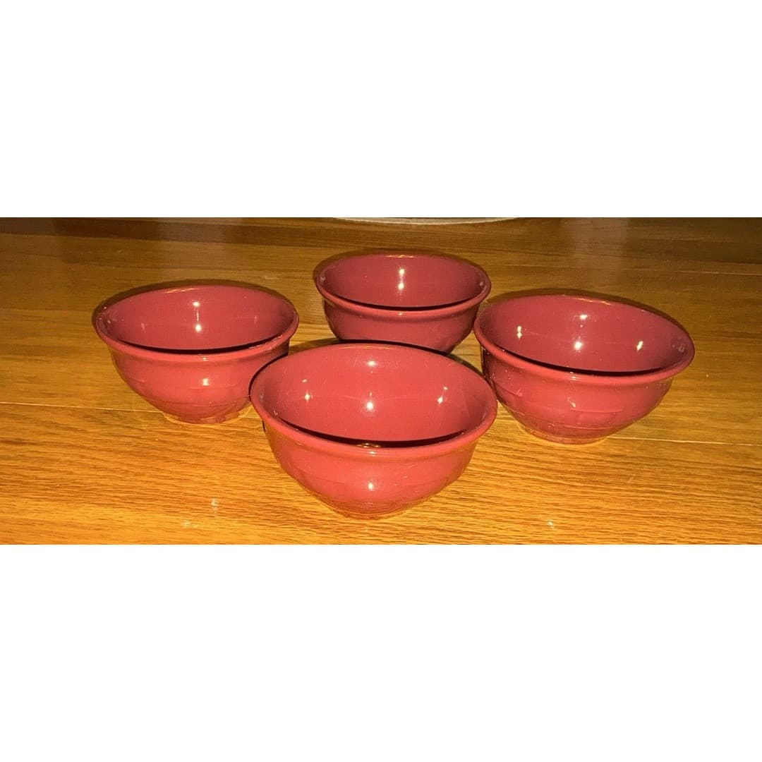 Set of 4 Longaberger "Woven Traditions - Paprika Red" Dessert Bowls 4 1/4" - Thumbnail 3