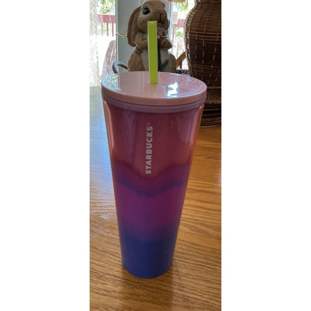 Starbucks Ombre Pink & Blue Gradient Tumbler 24oz – Reusable Cold Cup - Thumbnail 3