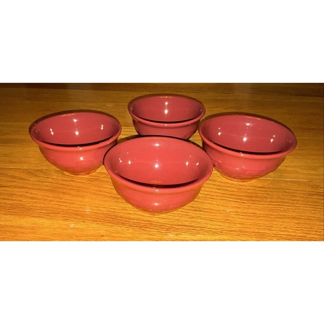 Set of 4 Longaberger "Woven Traditions - Paprika Red" Dessert Bowls 4 1/4"