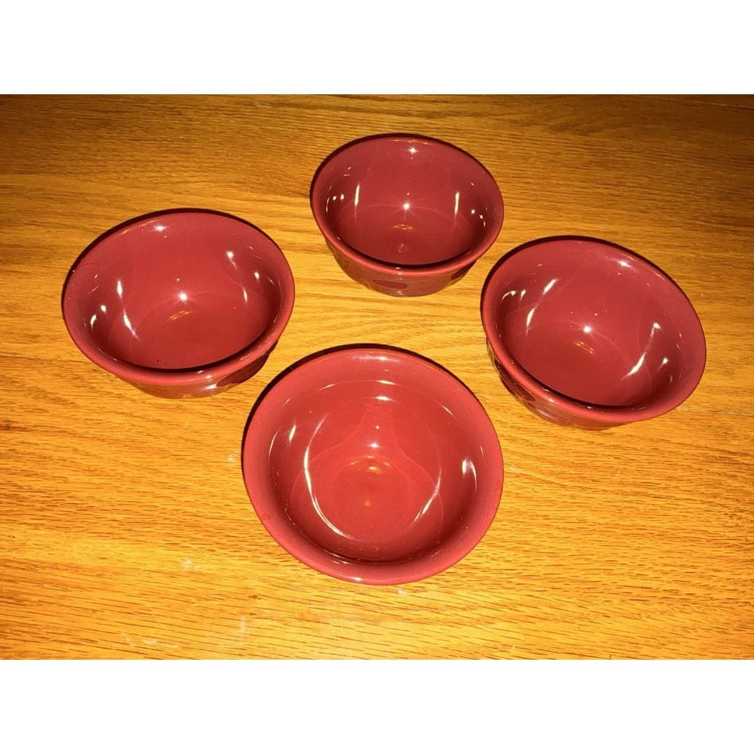 Set of 4 Longaberger "Woven Traditions - Paprika Red" Dessert Bowls 4 1/4" - Thumbnail 2