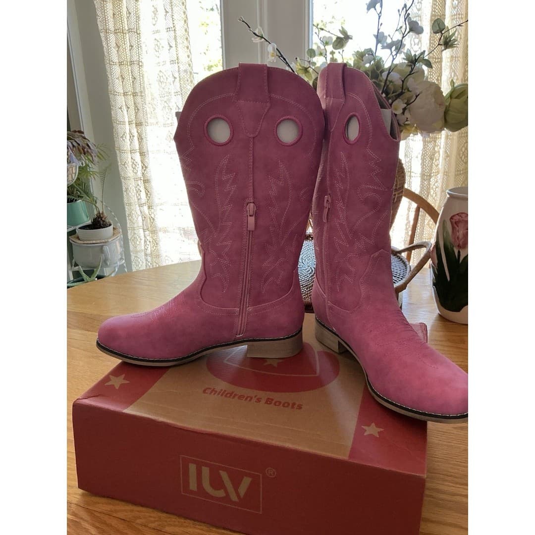 IUV Cowboy Boots Knee High Pink Pony Club Western Cowgirl Girls/Women Sz 5 NIB - Thumbnail 2
