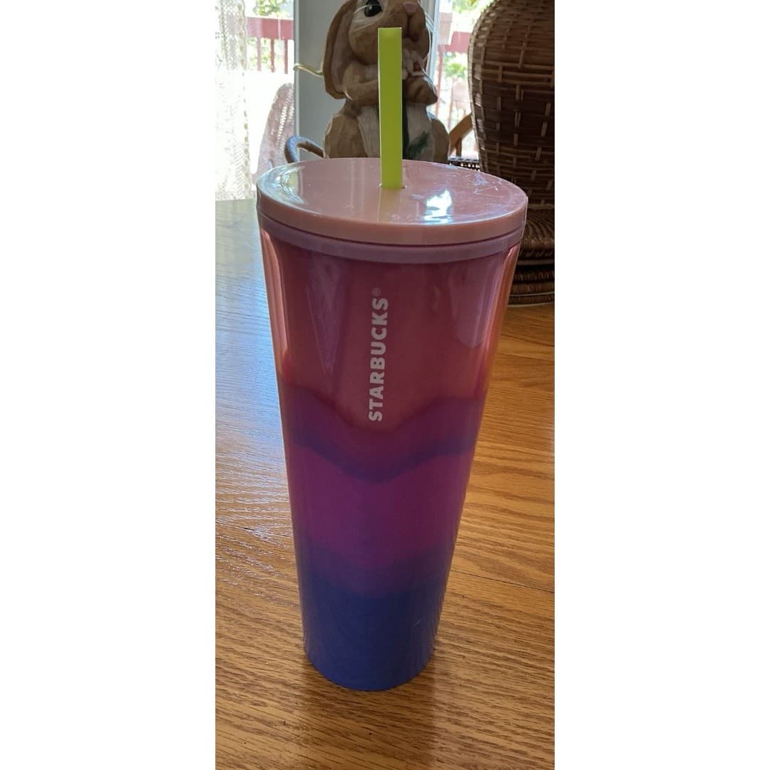 Starbucks Ombre Pink & Blue Gradient Tumbler 24oz – Reusable Cold Cup - Thumbnail 2