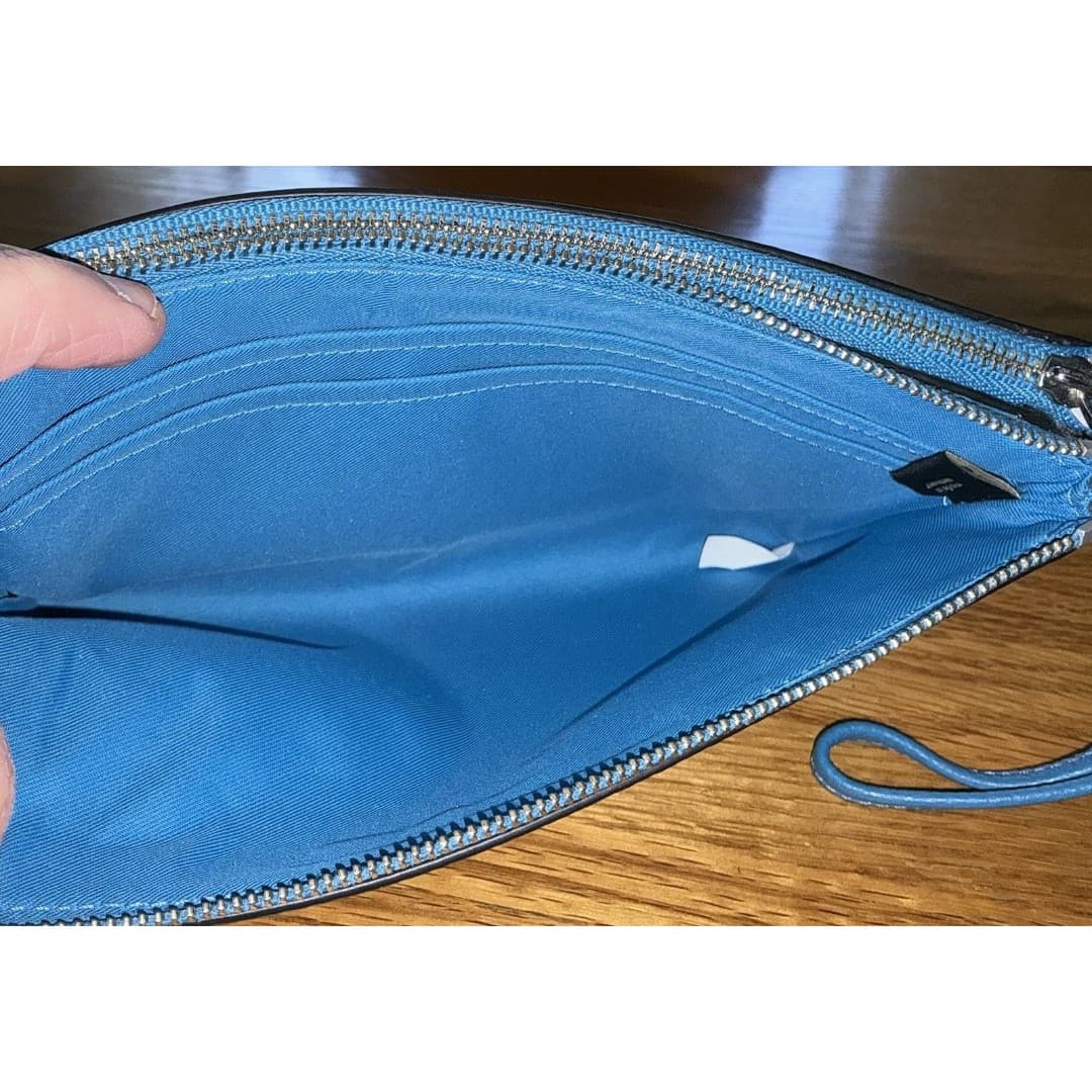 COACH Wristlet Purse - Bright Blue Double Zipper - Thumbnail 6