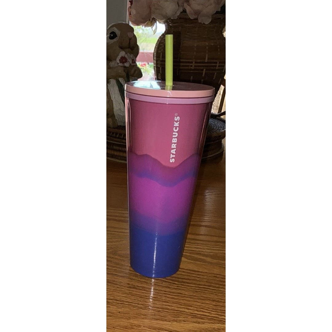 Starbucks Ombre Pink & Blue Gradient Tumbler 24oz – Reusable Cold Cup