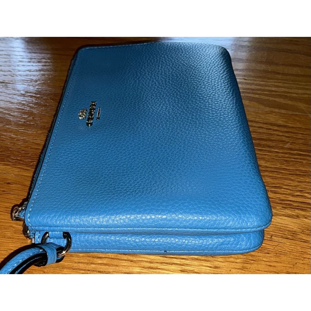 COACH Wristlet Purse - Bright Blue Double Zipper - Thumbnail 4