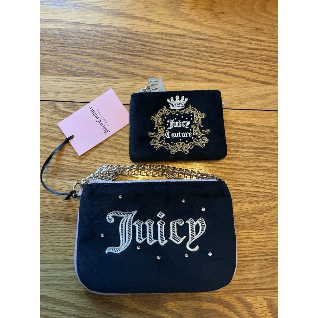Juicy Couture 2-Piece Wristlet Set with Coin Purse - Black Velvet - Thumbnail 3