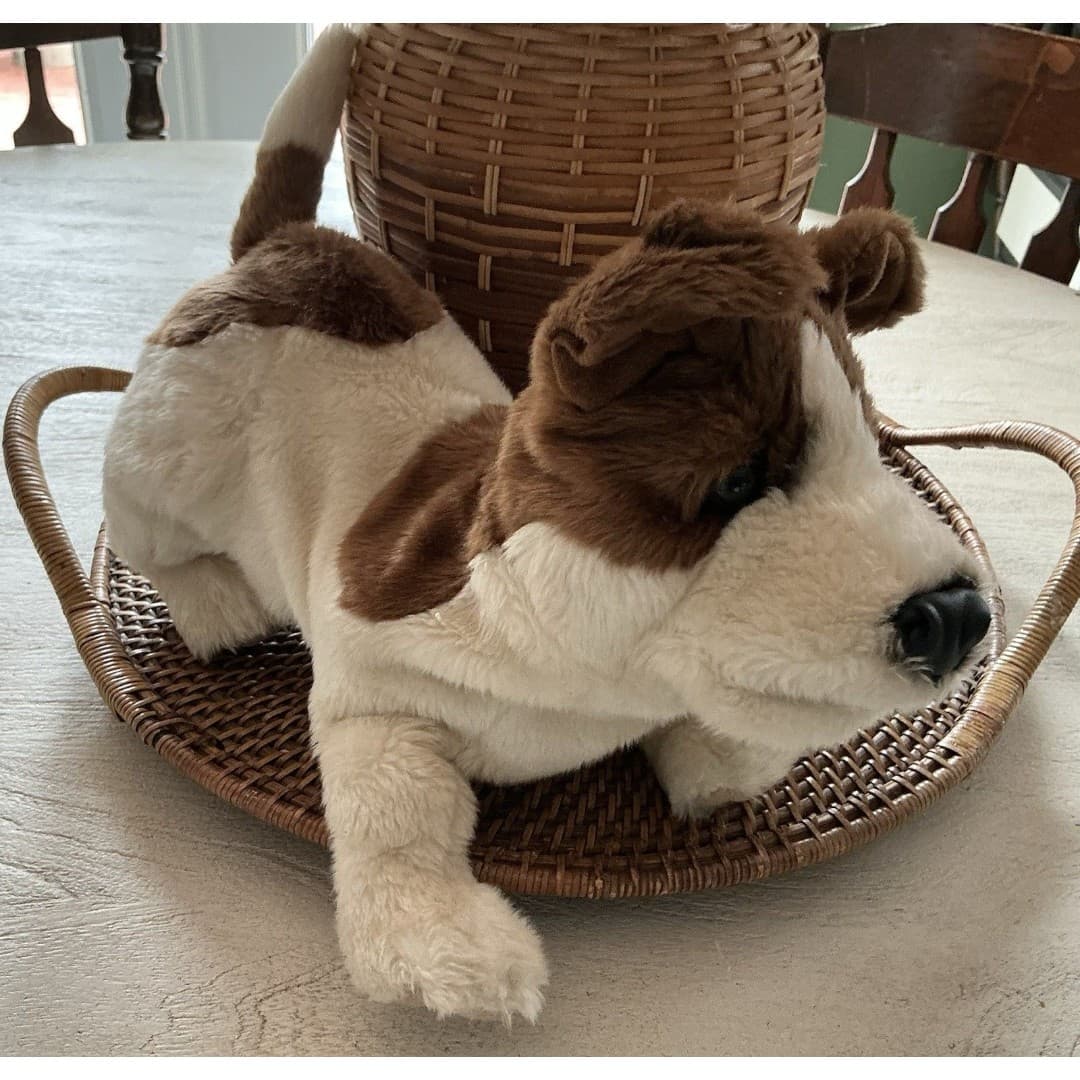 Folkmanis Brown & White Jack Russell Dog Hand Puppet Plush 14” - Thumbnail 6