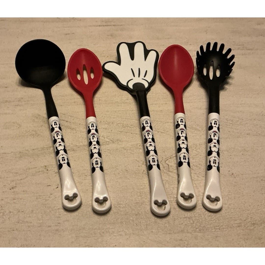 Disney Eats Mickey Mouse 5 Piece Kitchen Cooking Utensil Set Slotted Spoon Ladel