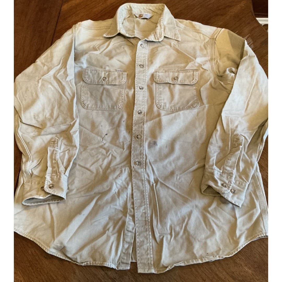 Vintage Carhartt Rugged Outdoor Wear Duck Canvas Shirt Size XXL Collar READ - Thumbnail 2