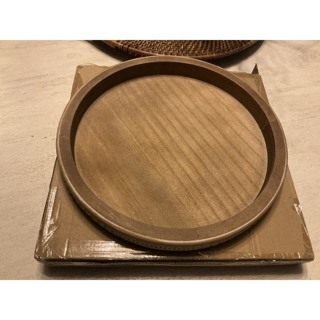 Wooden Serving Tray Rustic for Home Accessories Tea Light Base Living Room - Thumbnail 3