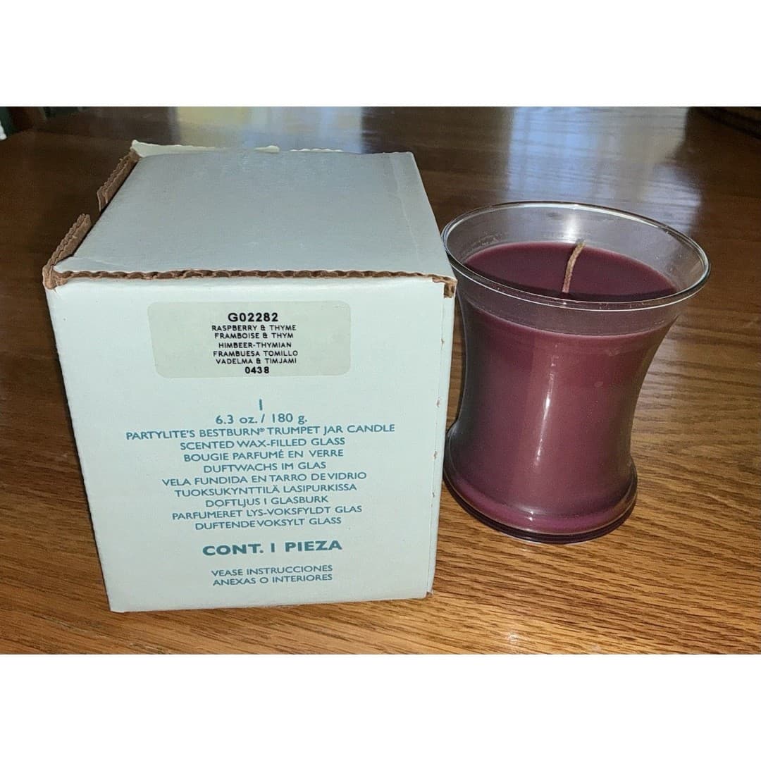 PartyLite "Raspberry & Thyme” Candle in Glass Jar, G02282 New In Box - Thumbnail 3