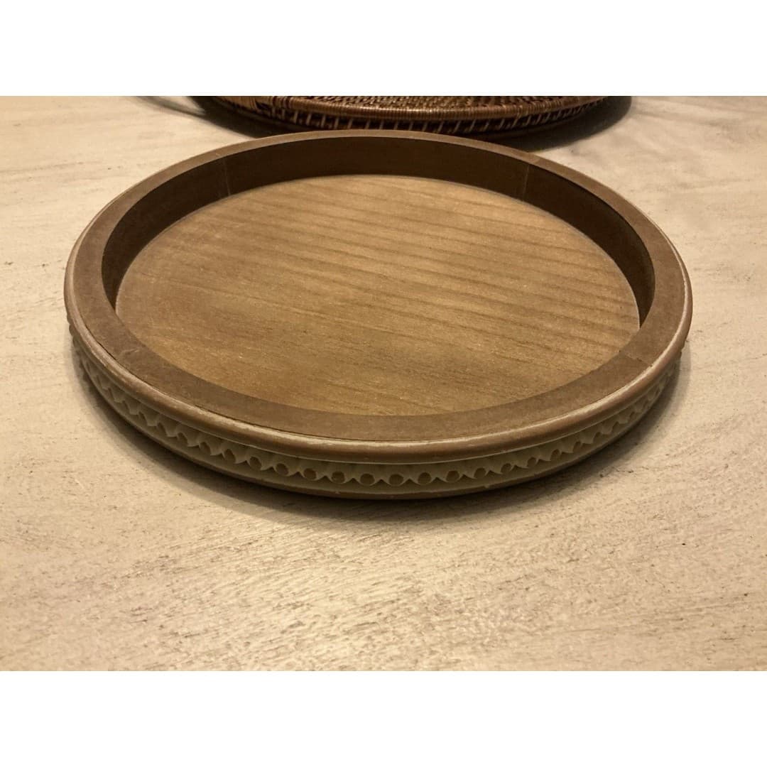 Wooden Serving Tray Rustic for Home Accessories Tea Light Base Living Room - Thumbnail 2