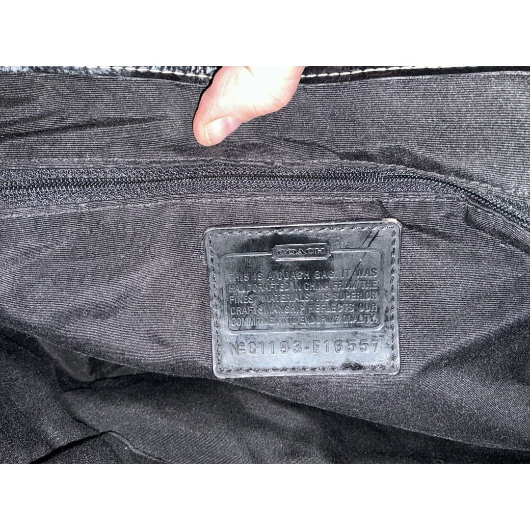 Coach Black Gray Logo Crossbody Bag with Zipper Stitching Magnetic Closure - Thumbnail 10