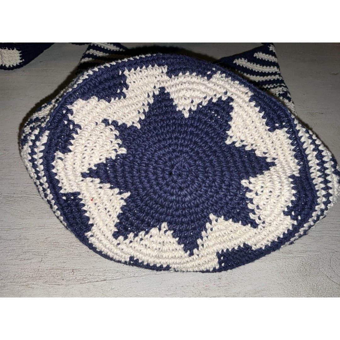 Hippie Bulso Hobo Bag Blue White Woven Fabric Crossbody - Thumbnail 2