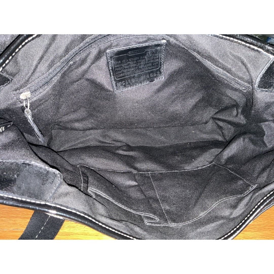Coach Black Gray Logo Crossbody Bag with Zipper Stitching Magnetic Closure - Thumbnail 9