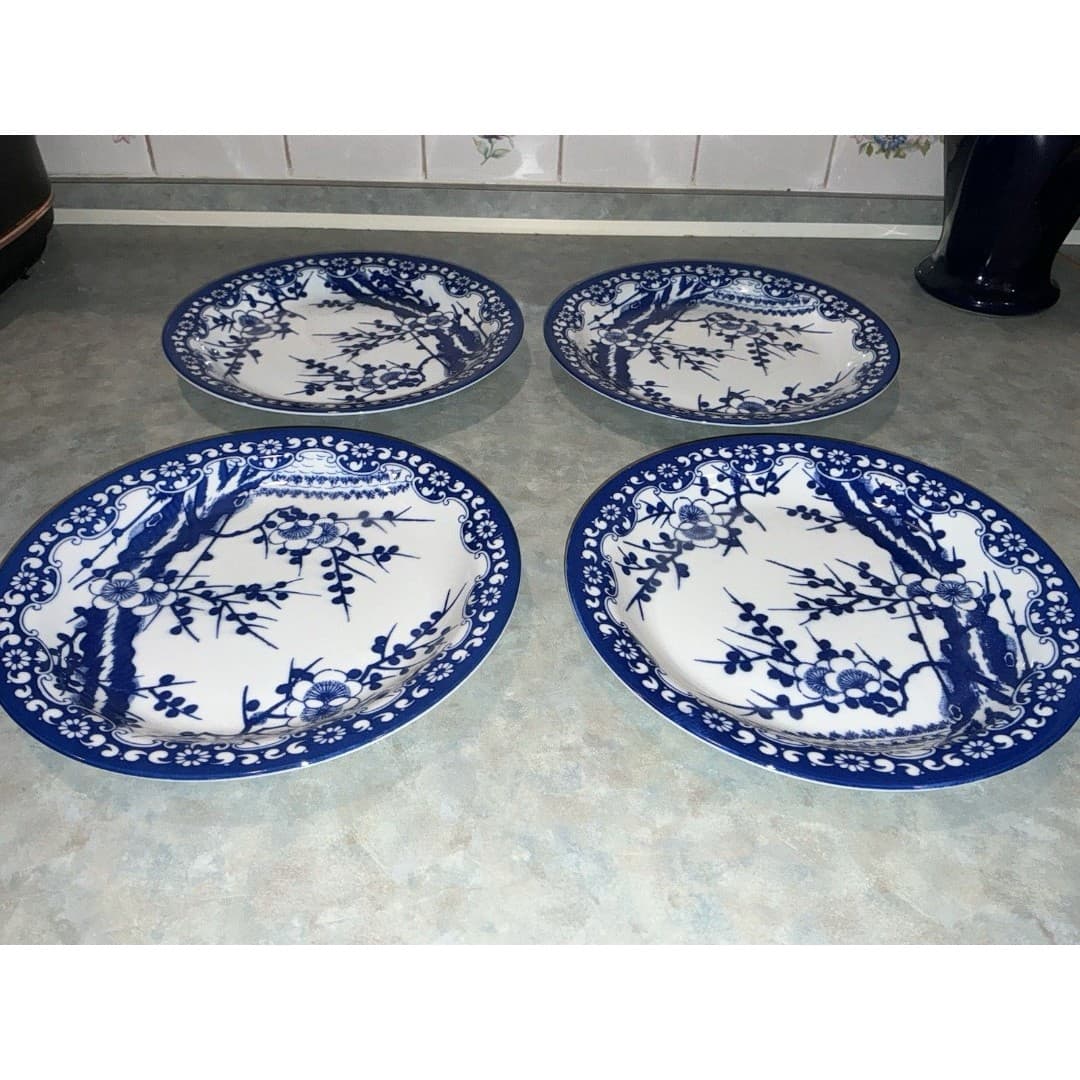 Lovely Set Of 4 Vintage Blue And White Tea Plates 8 1/2” - Thumbnail 6