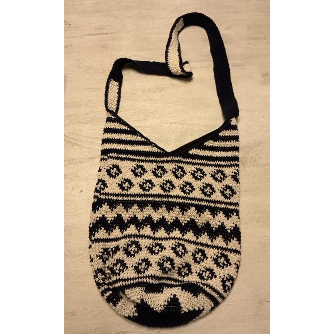 Hippie Bulso Hobo Bag Blue White Woven Fabric Crossbody - Thumbnail 10