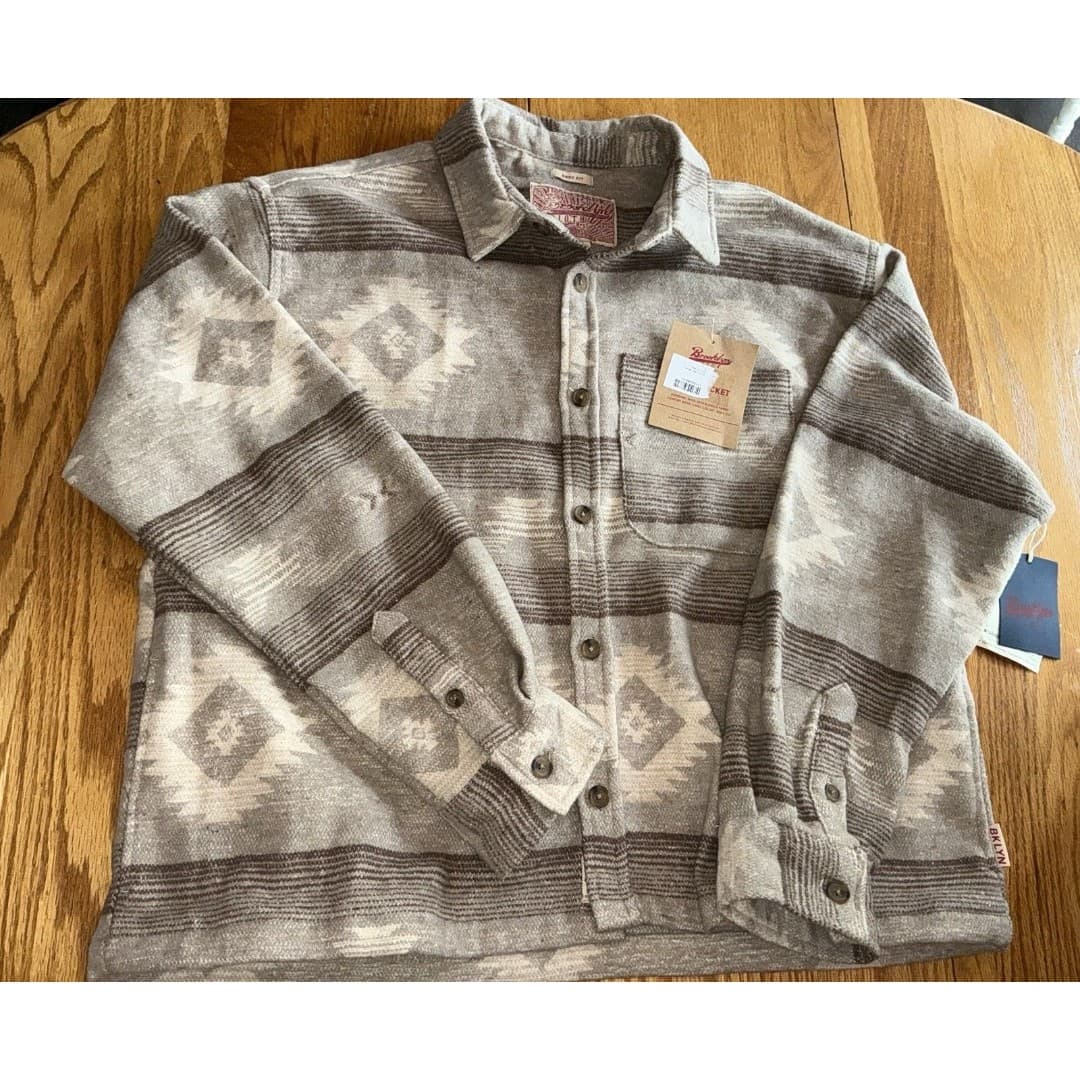 Brooklyn Cloth The Shacked Mens L Southwestern Tan Boxy Fit Oversized NEW - Thumbnail 3