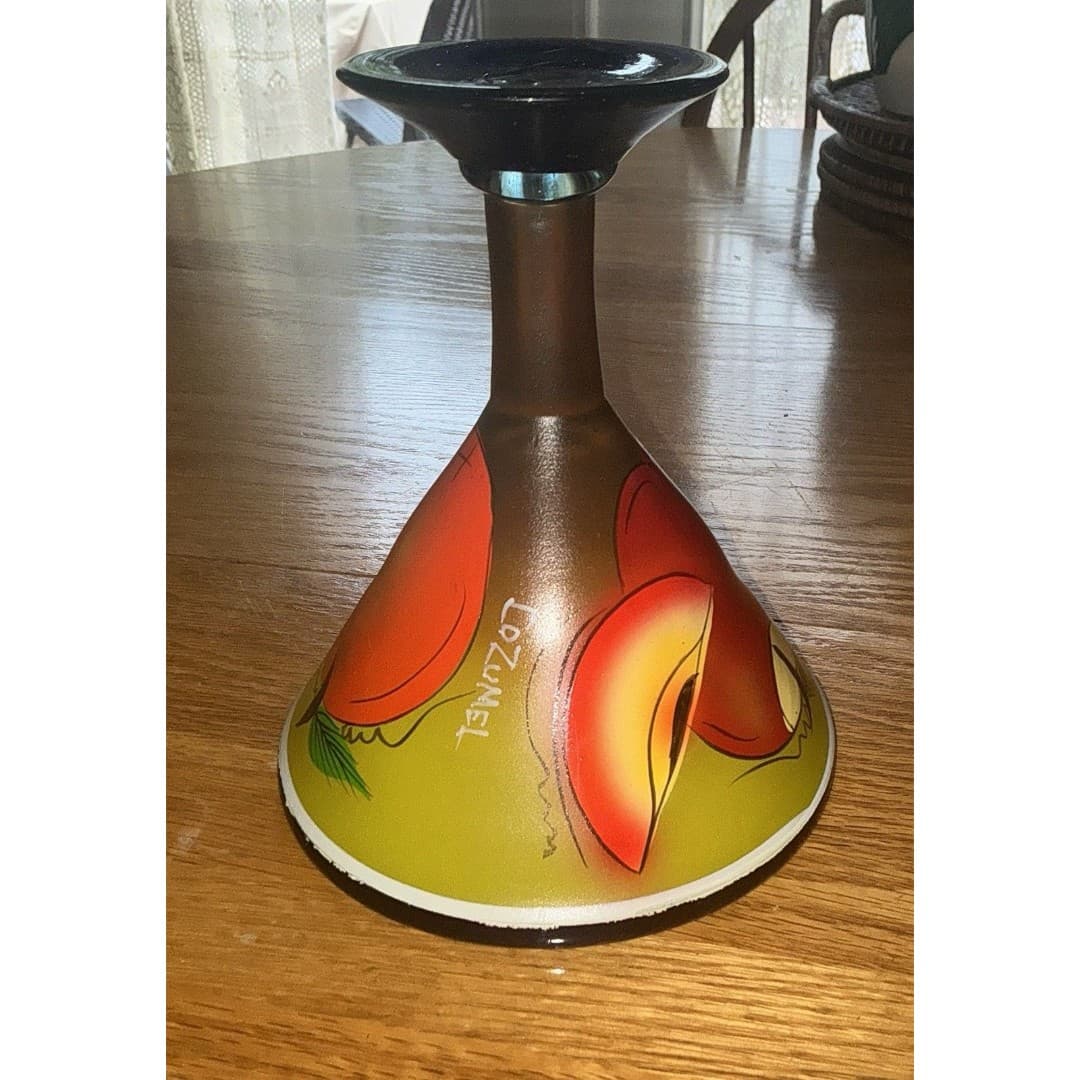 Hand Blown Mexican Painted Margarita Glass Fruit Cozumel - Thumbnail 5