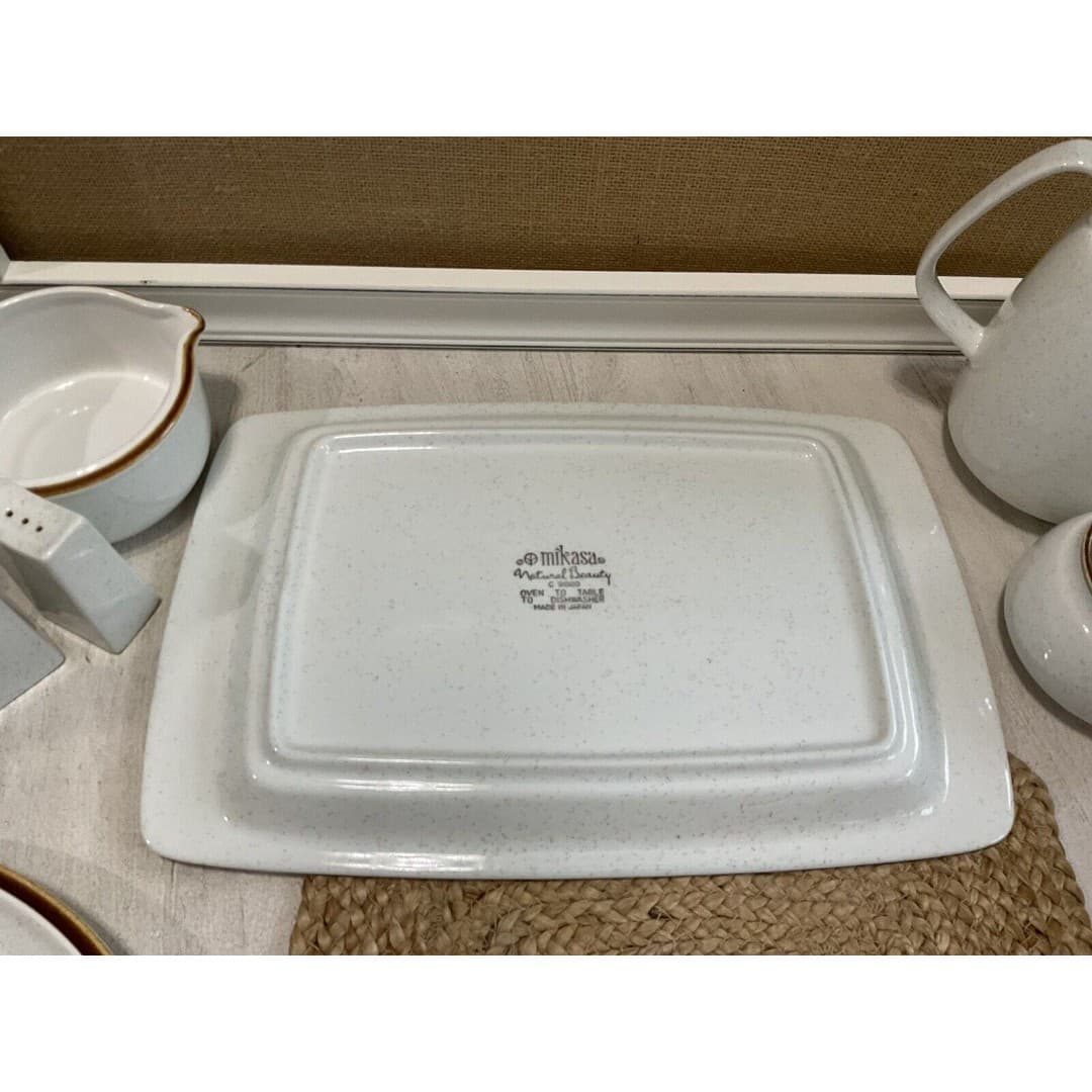 MIKASA "Natural Beauty" C 9000 Coffee Pot + Sugar +Dish +S&P w/Tray, BEAUTIFUL! - Thumbnail 6