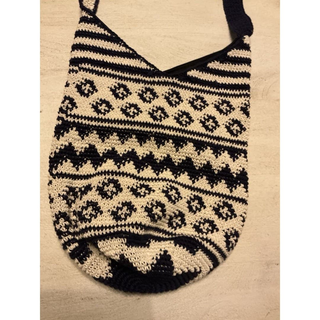 Hippie Bulso Hobo Bag Blue White Woven Fabric Crossbody - Thumbnail 9