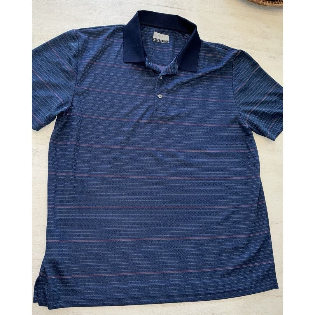 PGA Tour Mens Blue Striped Golf Polo Short Sleeve Size XL - Thumbnail 2