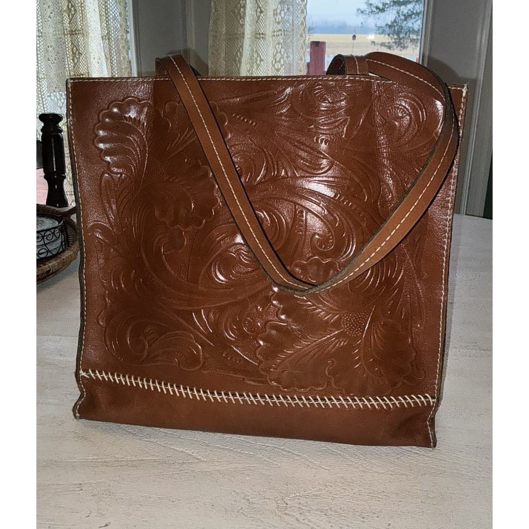 Patricia Nash Embossed Toscana Tote Handbag Brown